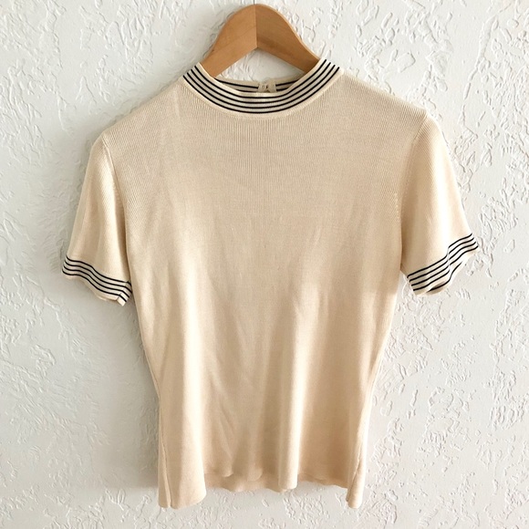 Ann Taylor Tops - Ann Taylor 100% Silk Short Sleeved Tee Cream S